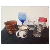 Assortment of Cups Tallest is 7" with Two Vases