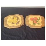 Two Fruit Wood Wall Plaques 5"x7"