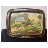 Vintage Currier and Ives Tin Tray 15"x11"