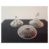 Three Vtg. Candy Dish Lids 5.5" dia. Two 6"dia.