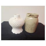 Milk Glass Lamp Shade w/ Vase