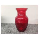 Ruby Red Indiana Glass Vase 8"