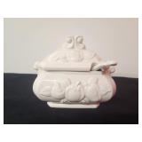 Vtg Japan White Soup Tureen w/ Fruit Bowl 7"x5.5"