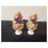 Vintage Fruit Basket Tower Salt and Pepper Shakers