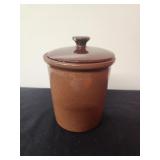Brown Glazed Ceramic Container w/ Lid 6" Tall