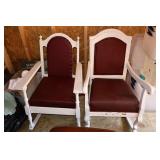 2pc White Painted Upholstered Rocking Chairs