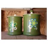 2pc Kromex Flower Power Metal Canisters