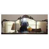 Vtg Art Deco Tri-Panel Gesso Etched Wall Mirror