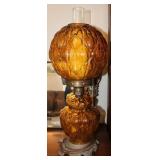 Vtg Victorian Boudoir Amber Glass Table Lamp
