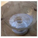 Vintage Clear Glass Floral Print Candy Dish