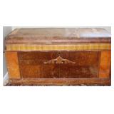 Vtg Art Deco Waterfall Style Cedar Trunk +