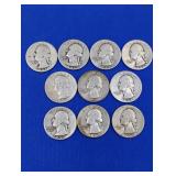 10 Silver Washington Quarters