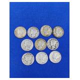 10 Silver Mercury Dimes