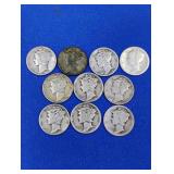 10 Silver Mercury Dimes