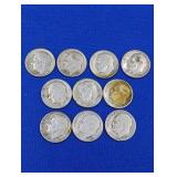 10 Silver Roosevelt Dimes -varied dates
