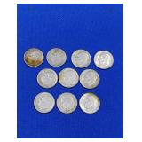 10 Silver Roosevelt Dimes -varied dates
