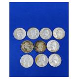 10 Silver Washington Quarters