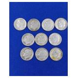 10 Silver Roosevelt Dimes -varied dates
