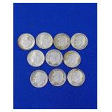 10 Silver Roosevelt Dimes -varied dates