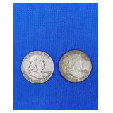 1950-D, 1962-D Franklin Half Dollars