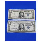 (2) 1957B $1 Silver Certificates