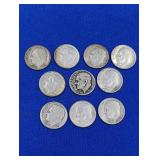 10 Silver Roosevelt Dimes -varied dates