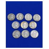 10 Silver Washington Quarters