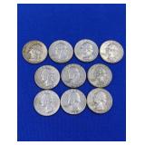 10 Silver Washington Quarters