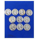 10 Silver Washington Quarters