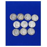 10 Silver Roosevelt Dimes -varied dates