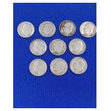 10 Silver Roosevelt Dimes -varied dates