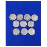 10 Silver Roosevelt Dimes -varied dates
