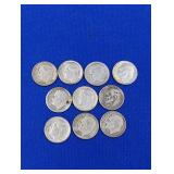 10 Silver Roosevelt Dimes -varied dates