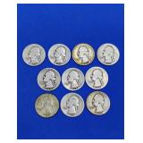 10 Silver Washington Quarters