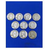 10 Silver Washington Quarters