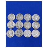 12 Silver Washington Quarters