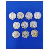 10 Silver Washington Quarters