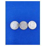 (3) 1964 Kennedy Half Dollars