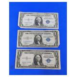 (2) 1935A and (1) 1935C $1 Silver Certificates