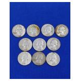 10 Silver Washington Quarters