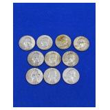 10 Silver Washington Quarters
