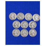 10 Silver Washington Quarters