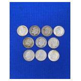 10 Silver Roosevelt Dimes -varied dates