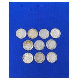 10 Silver Roosevelt Dimes -varied dates