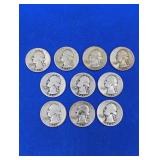 10 Silver Washington Quarters