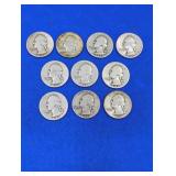 10 Silver Washington Quarters