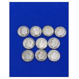 10 Silver Roosevelt Dimes -varied dates