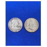 1953-D & 1958-D Franklin Half Dollars