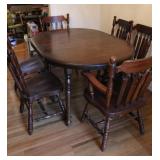 Vintage Solid Wood Dining Room Table, 6 Chairs+++