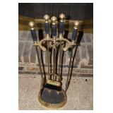 Antique Brass 5 pc Fireplace tool Set